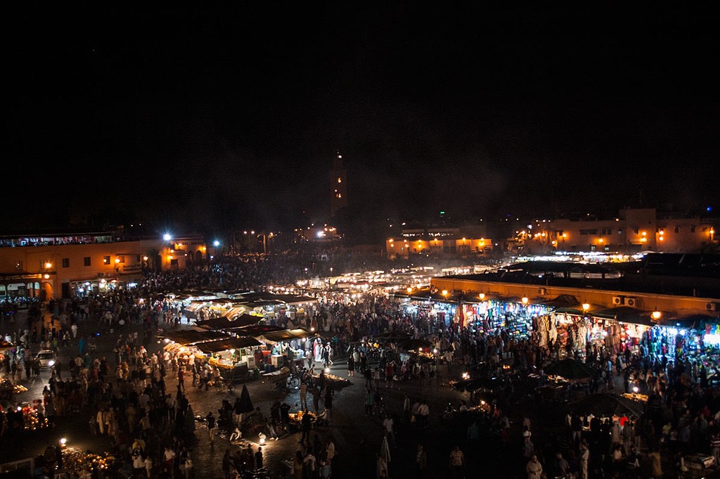 A market at night
